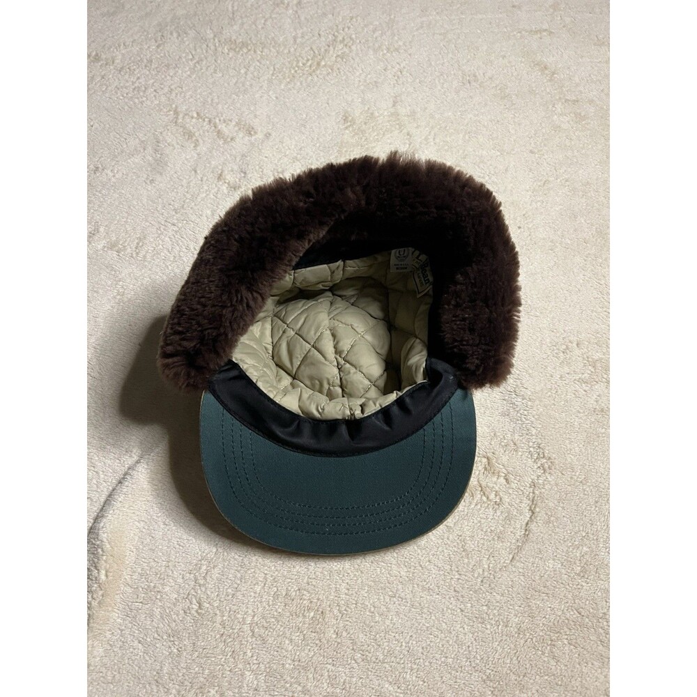 Vintage LL Bean Hunters Hat Quilted Fur Lined w/Ear Flaps Tan Medium USA 80s 70s - Picture 6 of 7